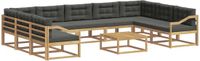 vidaXL Hoek loungeset 9 zitplaatsen Wit en antracietkleurig Acacia hout