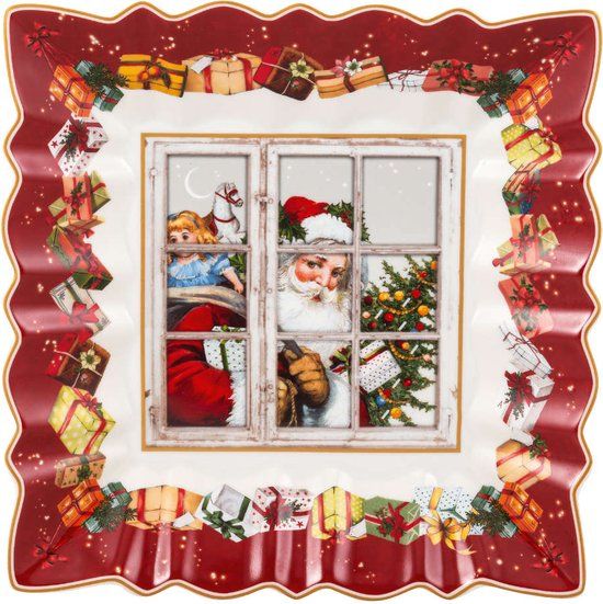 Villeroy & Boch Toy's Fantasy Santa Serveerschaal - 23 x 23 cm - Rood - Porselein