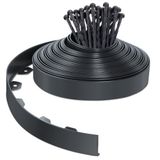 VOUNOT® Tuinrand van kunststof, 20 m, met 40 haringen, flexibele gazonrand met stevige haringen, tuinidee, hoogte 50 mm, antraciet