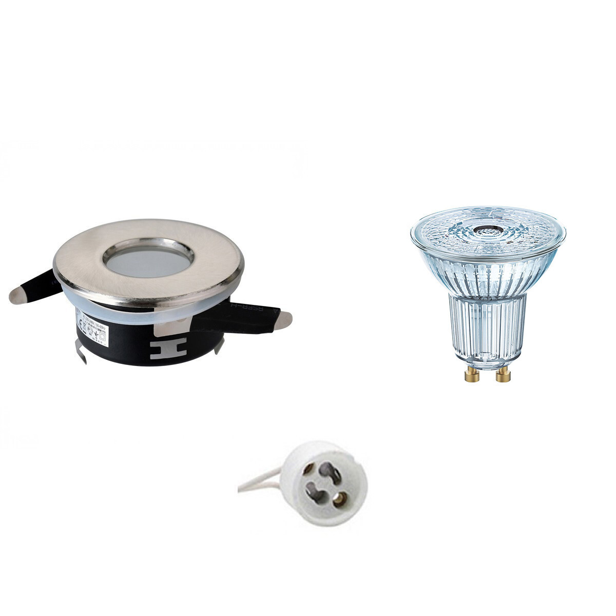 Osram - LED Spot Set - Parathom PAR16 927 36D - GU10 Fitting - Waterdicht IP65 - Dimbaar - Inbouw Rond - Mat Chroom - 5.5W - Warm Wit 2700K - Ã˜82mm