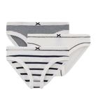 Petit Bateau Set van 3 gestreepte meisjesonderbroeken - Wit/Blauw + Blauw/Wit + Wit