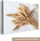 Canvas Schilderij Graan - Geel - Wit - Natuur - Stilleven - 60x40 cm - Wanddecoratie