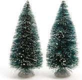 Lumineo Kaemingk B.V. Kerstdorp onderdelen - 2x miniatuur dennenbomen - groen - 15 cm - polyresin