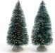Lumineo Kaemingk B.V. Kerstdorp onderdelen - 2x miniatuur dennenbomen - groen - 15 cm - polyresin