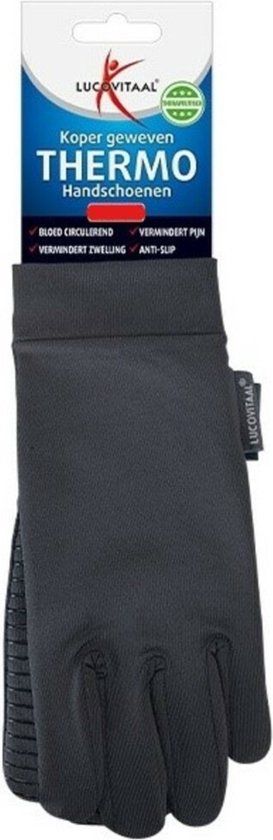 Lucovitaal Ultradunne Koper Geweven Thermo Handschoenen Maat S - Zwart - Unisex
