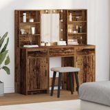 vidaXL Make-up tafelset met LED-verlichting, 3 stuks, gerecycled hout, houtvezel