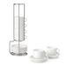 MALACASA Set de 4 tasses, service à espresso en porcelaine, tasse à café avec soucoupe, support métallique, 90 ml, blanc