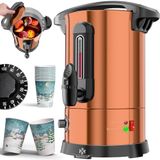 KESSER® Chaudière à vin chaud 10L en acier inoxydable Avec 10x gobelets Chaudière à vin chaud avec thermostat Chauffe-eau distributeur d'eau chaude Chaudière automatique avec indicateur de niveau Robinet de soutirage