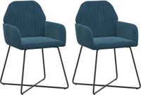 vidaXL Eetstoelen 2 stuks fluweel Blauw 55 x 50 x 84 cm