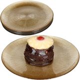 MamboCat Set van 6 taartborden Kairo Gold - Elegante glazen borden met gouden reliëf voor 6 personen - Voor broodjes, dessert, salade, etc