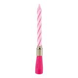 Homéa Muzikale verjaardagskaars H 12,5 cm, roze