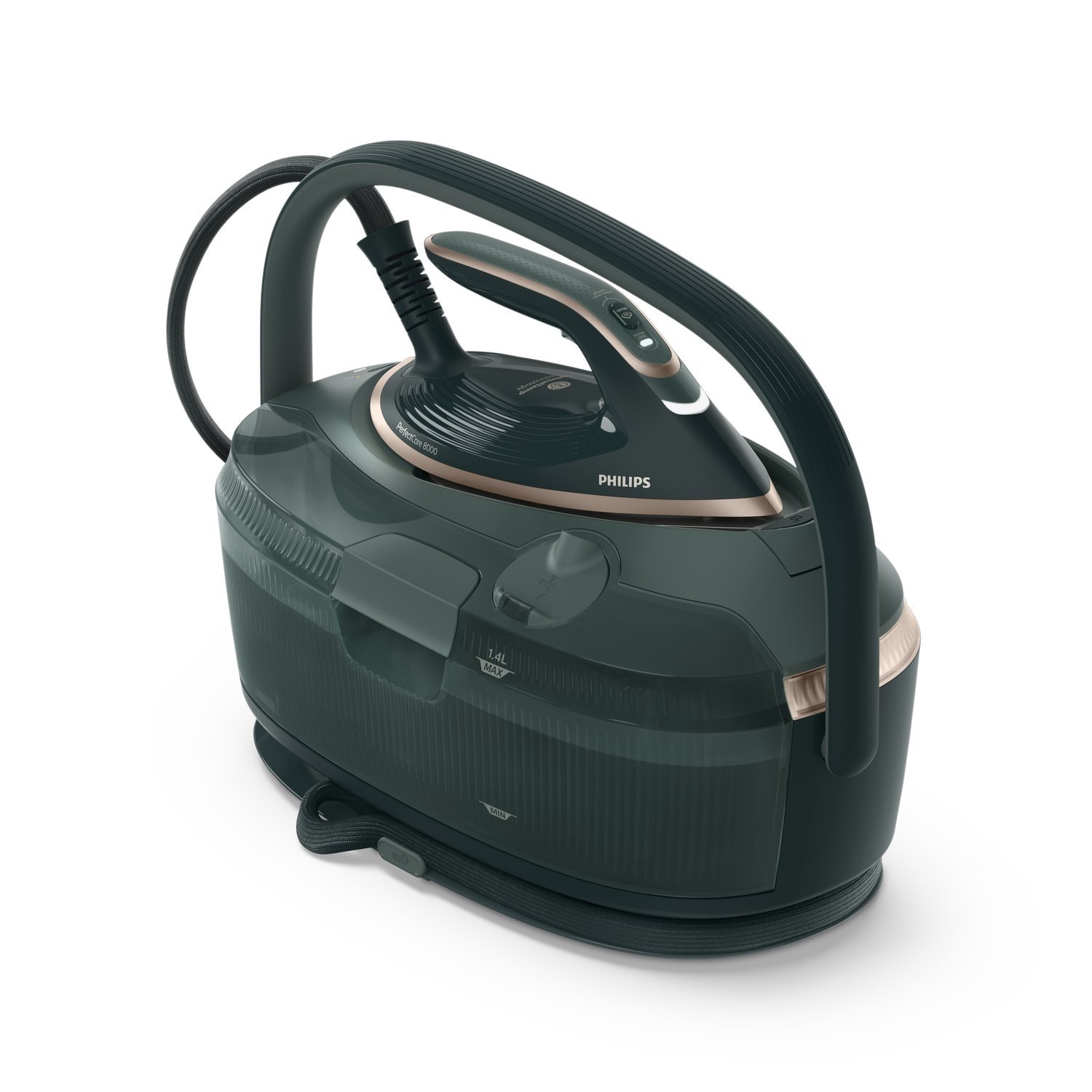 Philips Dali PerfectCare 8000 Series Steam Generator Iron - 3120W, 750 g/min Steam Boost, SteamGlide Elite Soleplate, 9 bar Max Pressure, 1.4L Tank, 210 g/min Continuous Steam, Grey