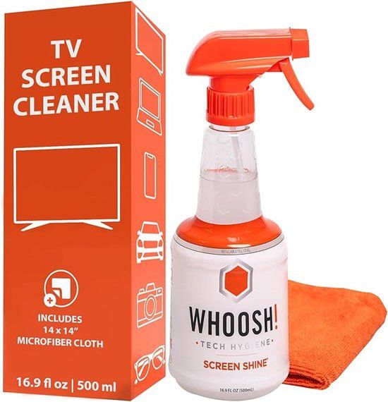 WHOOSH! Screen Shine V2 – TV- & Schermreiniger – 500 ml – Inclusief Anti-bacteriële Microvezeldoek