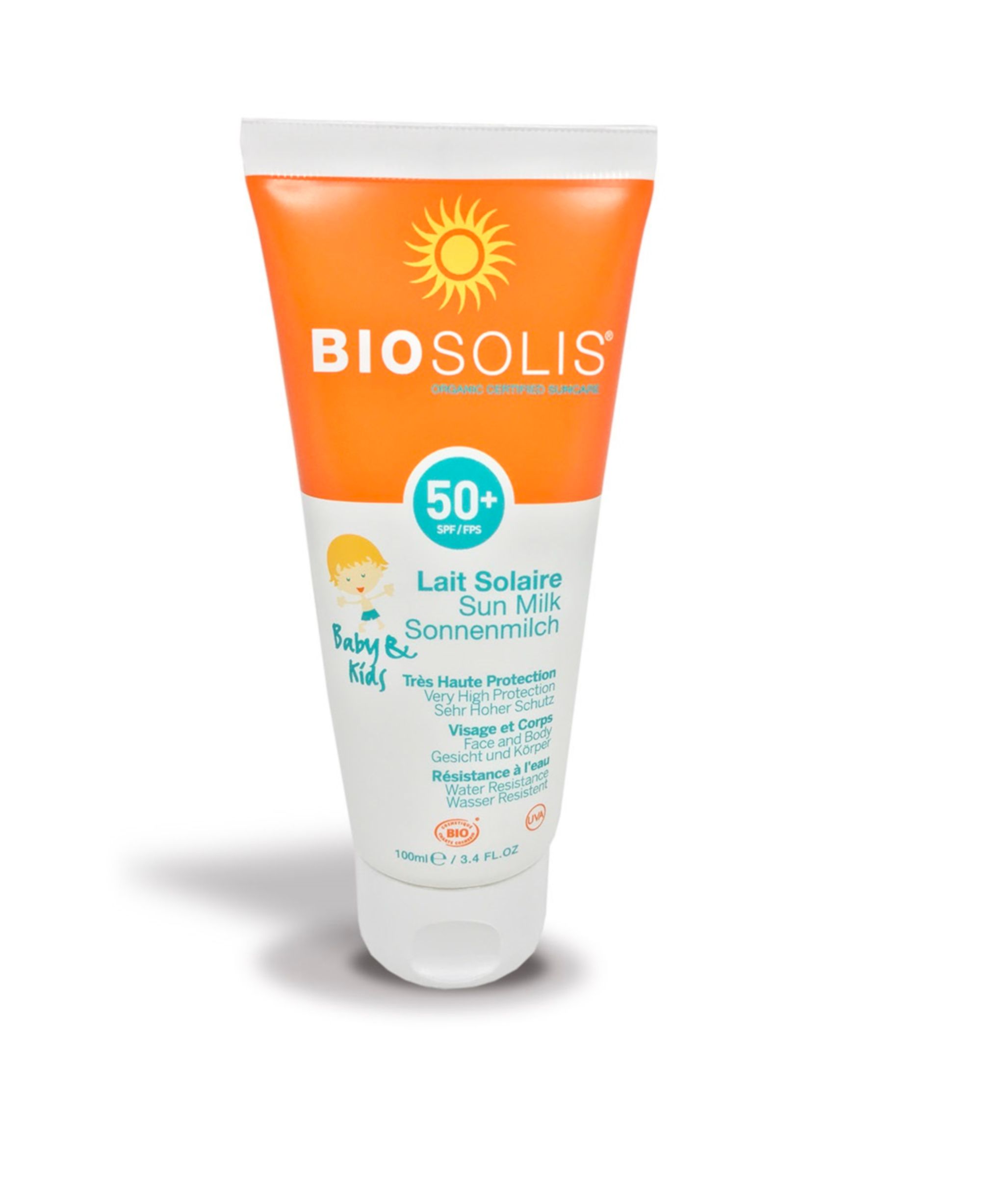 Biosolis Kids Zonnemelk F50 100ml - Zonnebrandmelk voor Gezicht & Lichaam - SPF 50 - Waterbestendig