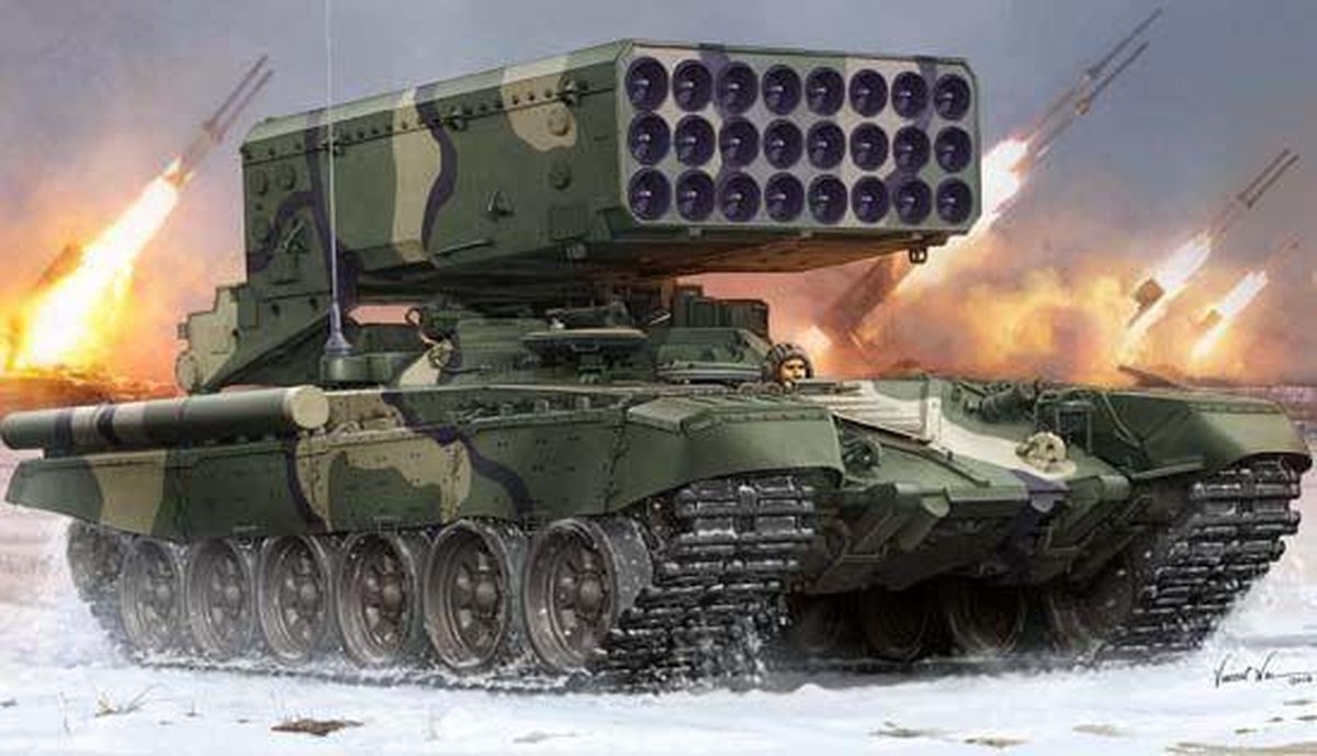 Trumpeter The 1:35 Model Kit of a Russian TOS-1A Multiple Rocket Launcher.Plastic Kit Glue not includedDimension 289 * 108 mm1000 Plastic partsThe manufacturer of the kit is Trumpeter.This kit is only online available