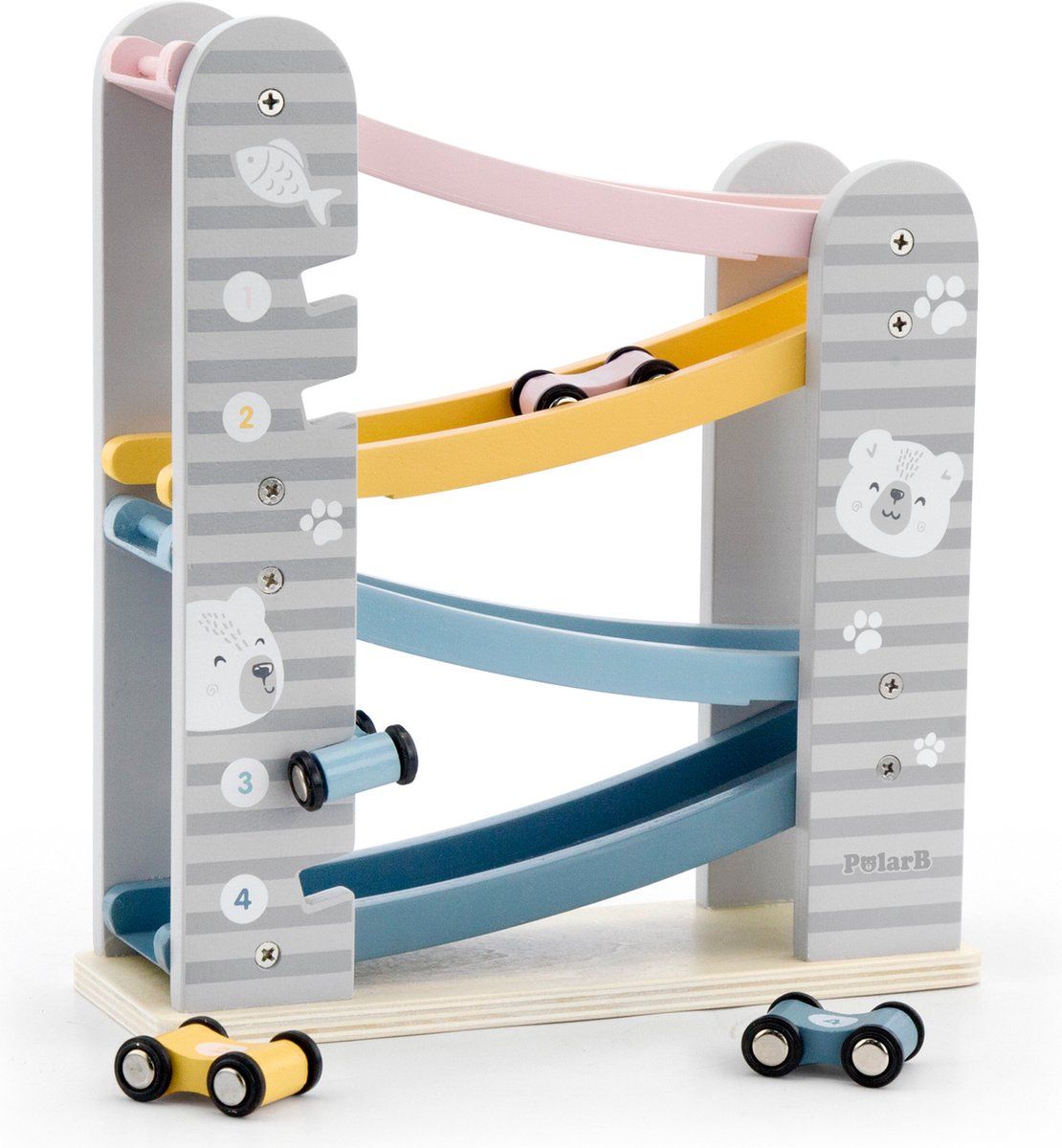 PolarB Viga Auto Slider Speelset - Houten Autobaan - Multicolor