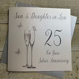 witte White Cotton Cards XLBD19-25SD Large "Son & Daughter-in-Law 25 On Your Silver Anniversary" Handmade Card