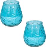 arti casa Set van 2x Citronella Tuinkaarsen Blauw Glas - 10 cm