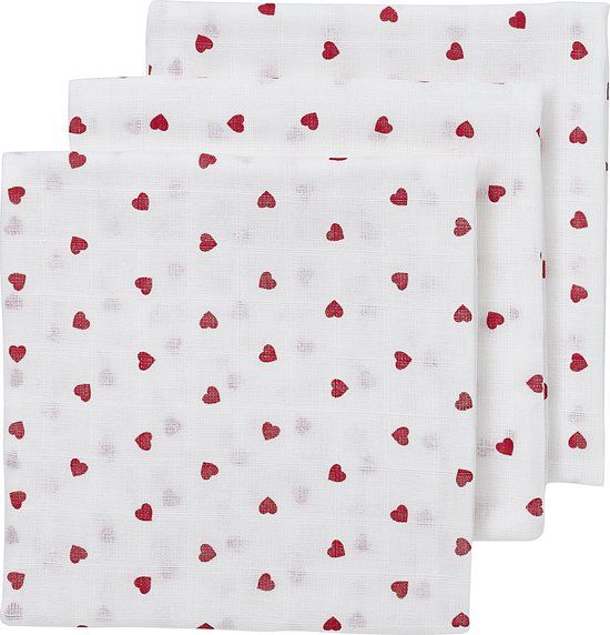 Meyco Baby Sweet Heart hydrofiele doeken - 3-pack - red - 70x70cm