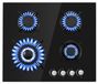 StarTech Gasfornuis 60 cm - Inbouwfornuis met 4 branders - Gehard glas - Automatische ontsteking - 8060 W vermogen - Aardgas/LPG - Zwart
