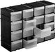 Unyqoos® Sorteerbox voor kleine onderdelen – Opbergbox met 16 compartimenten, 22x15x8 cm, zwart