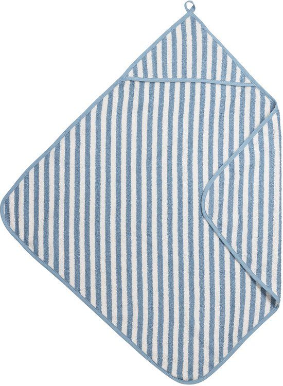 Meyco Baby Fat Stripe Badcape - Jacquard Badstof - Jeans Blue - 75x75cm