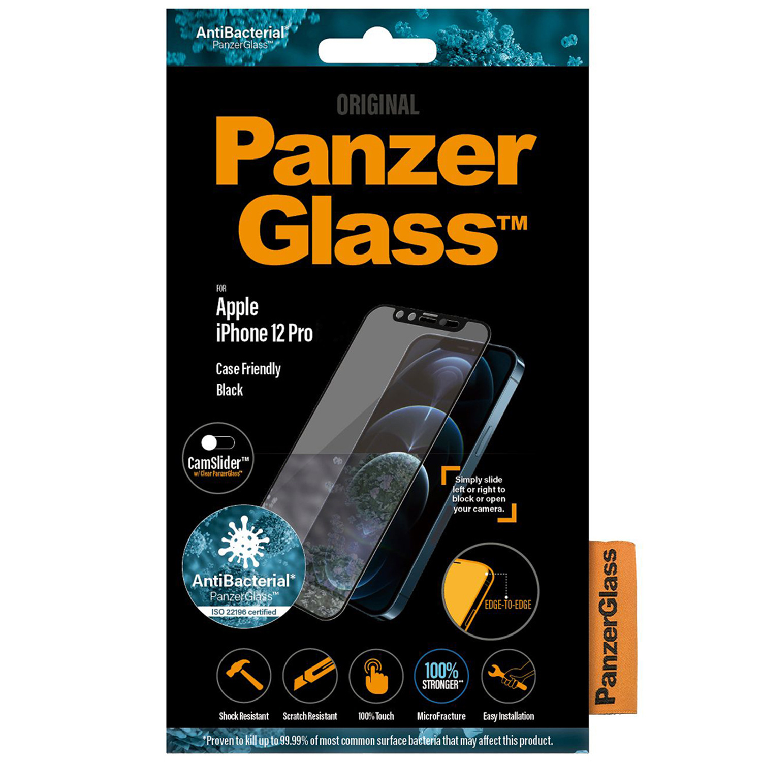 Panzerglass CamSliderâ„¢ Screenprotector voor iPhone 12, iPhone 12 Pro - Zwart