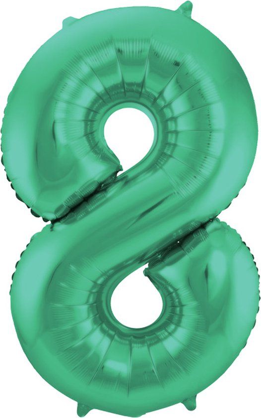 Folat - Folieballon Cijfer 8 Groen Metallic Mat - 86 cm