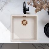 Pure.Sink Spoelbak 40x40 cm zand wit onderbouw, opbouw