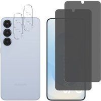 Phonillico® Zwart Anti-Spy gehard glas voor Samsung Galaxy S25 PLUS en camerabescherming [Pack 2]