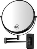 Gospire 9 Inch Make-up Spiegel 1X/10X Vergroting Dubbelzijdige Roterende Spiegel Zwart Gepolijst Scheren Badkamer Muur Spiegel voor Vrouwen Mannen