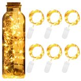 Uten Lichtketting met batterij, voor buiten, 6 stuks, 2 m, warmwit