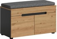Hioshop Canu bank met opbergruimte, 2 deuren, eiken decor, grijs