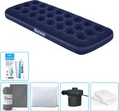 Bestway luchtbed - 1-Persoons - 76 x 185 x 22 cm - Blauw - Inclusief Hoeslaken - Kussen - Kussenbeschermer - Pomp en Reparatieset
