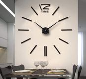 FAS1 Moderne DIY Grote Wandklok Grote Polshorloge Sticker 3D Sticker Spiegel Effect Acryl Wandklok Thuiskantoor Verwijderbare Decoratie Zwart
