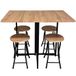 DRW Set van klaptafel en 4 krukken van metaal, zwart en naturel, 100 x 70 x 75 cm