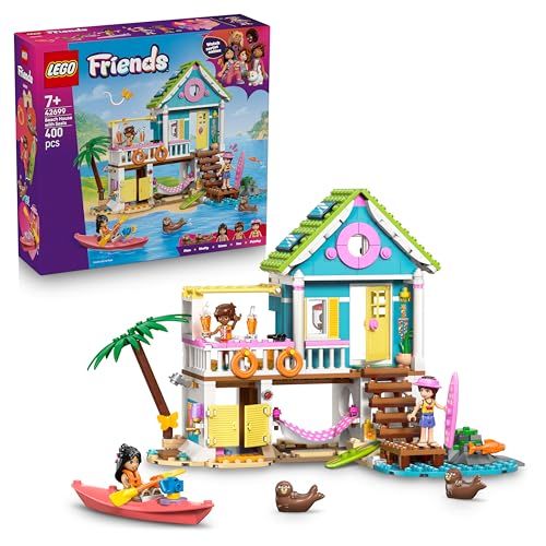 LEGO Friends Strandhuis met Zeehonden – Speelgoed voor Kinderen met 3 Poppetjes, 2 Dieren Figuren en Accessoires Incl. Surfplank en Kajak – Verjaardagscadeau voor Meisjes vanaf 7 Jaar 42699