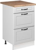 Vicco Keukenonderkast R-Line, Wit landelijk/Wit, 50 cm goudkleurig eiken werkblad