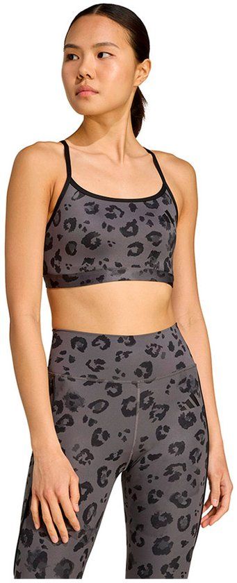 Adidas Powerreact Essentials Print Sportbeha Vrouw Grijs L