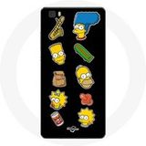 Maniacase Hoesje voor Huawei P8 The Simpsons zwarte achtergrond stickers