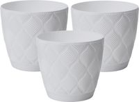 Form Plastic Pot de fleurs New Age - 3x - plastique - ivoire blanc - D15 x H14 cm - avec soucoupe - rond