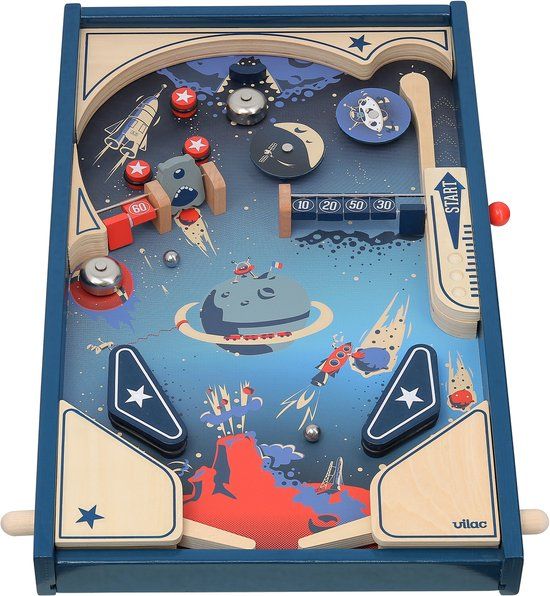 Vilac Flipperkast Hout Ruimte Thema Kinderspel Vintage Design