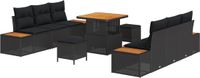 vidaXL Tuinbank Set Zwart Poly Rattan