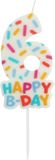 Folat Kaars Cozy Sprinkles Cijfer 6 - 7 cm