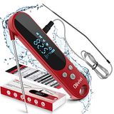 Digitale vleesthermometer, IPX4 waterdicht, magnetische achterkant, kalibreerbaar, 2 roestvrijstalen sondes voor steak, melk, water, tuin, barbecue, grill accessoires