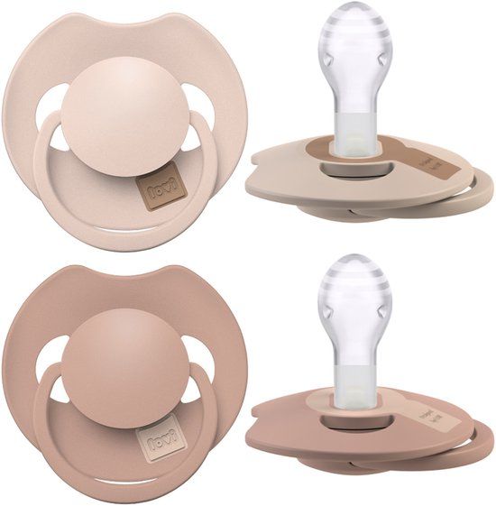 Difrax LOVI Fopspeen Dynamisch - Prime - 18+ Maanden - Beige & Bruin - 2 Stuks
