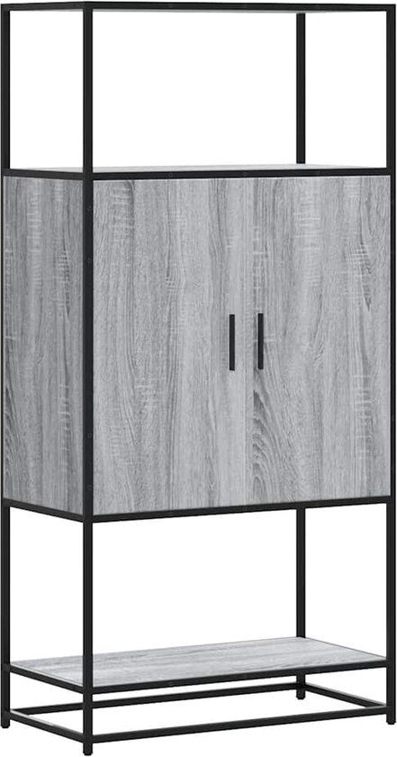 vidaXL Hoge kast 68x35x139cm bewerkt hout en metaal grijs sonoma eiken