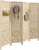 HOMCOM Kamerscherm - Paulowniahout - 152x1,7x144,5cm - Natuurlijk hout