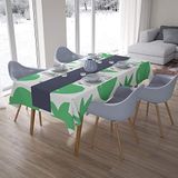 Bonamaison Tafelkleed, Anti-Mold, Sneldrogend, Waterdicht, 100% Polyester Tafellaken, Petroleum Groen, Wit, 140 x 200 Cm