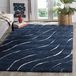 Safavieh Florida Shag Collection Tapis à poils longs, poils longs, bleu foncé et crème, 122 x 122 cm